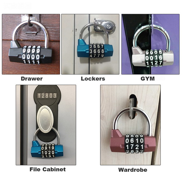 Zinc Alloy Long Shackle Digital Padlock for GYM