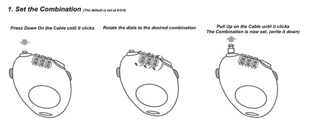 Anti-Theft 3-Dial Retractable Cable Lock