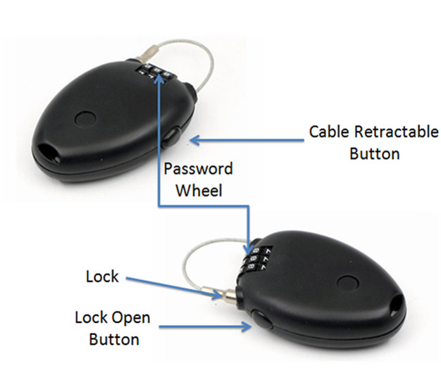 Anti-Theft 3-Dial Retractable Cable Lock