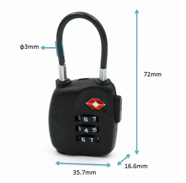 TSA Security PC Luggage 3 Digit Changeable Combination Padlock