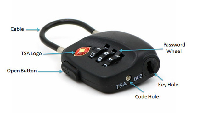 TSA Security PC Luggage 3 Digit Changeable Combination Padlock