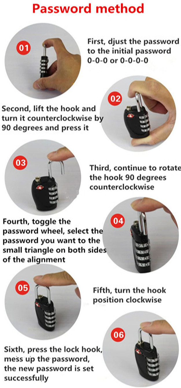 TSA Security PC Luggage 3 Digit Changeable Combination Padlock