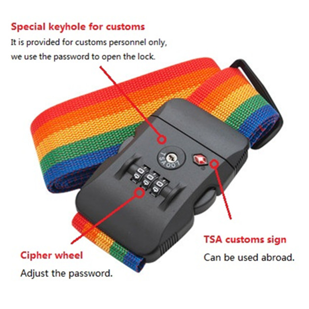 Combination TSA 3 Digital Colorful Luggage Belt Lock