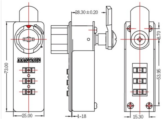 Top Security ABS 3 dial Combination Cabinet Locker Lock