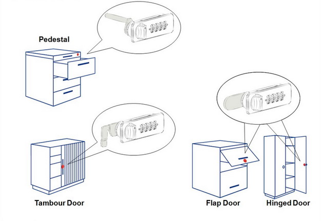 Top Security ABS 3 dial Combination Cabinet Locker Lock