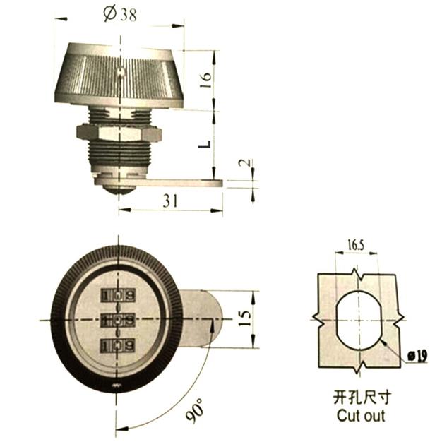 Zinc Alloy Round Shape Dial Combination Cam Lock