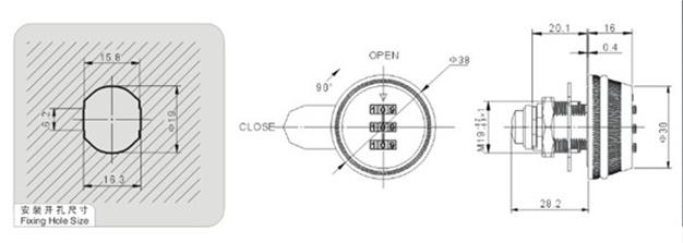 9503 Black Zinc Alloy Round Combination Cabinet Door Lock