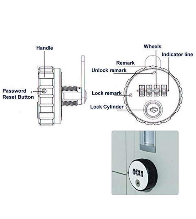 Mechanical 4 digital Furniture combination locker lock