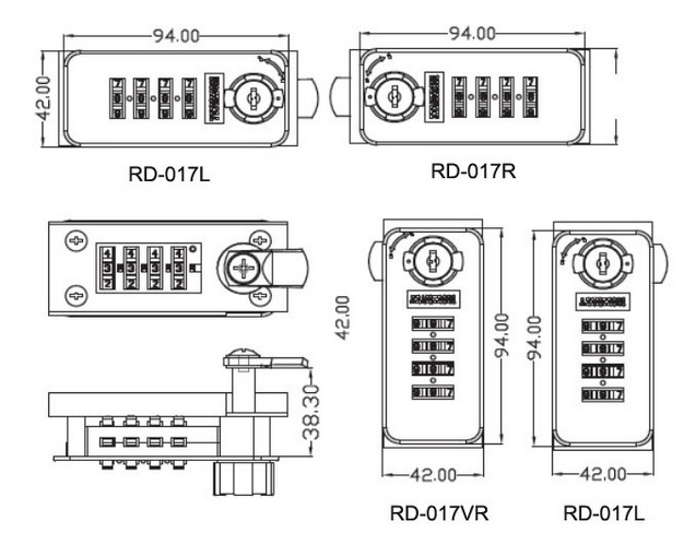 Best selling 4 Digit Mechanical Numeric Mailbox Combination Safe Lock