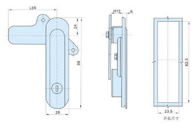 Zinc Alloy handle push button electric panel lock