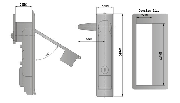 Cupboard Cabinet Door Push Button Rectangular Security Plane Lock