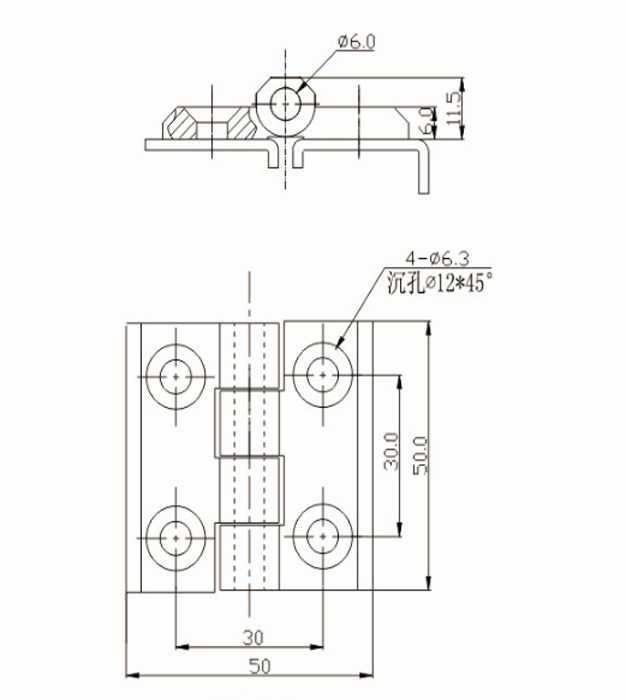 Black Cupboard Door 50mm x 50mm Zinc Alloy Ball Bearing Butt Hinge