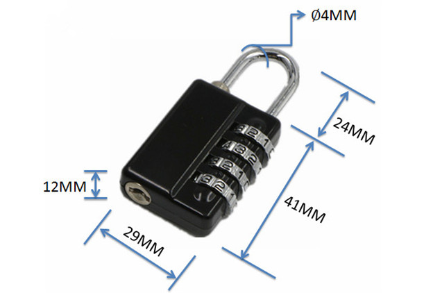 4 Digit Suitcase Combination Padlock With Master Key