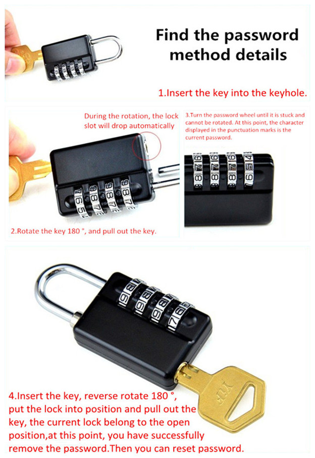 4 Digit Suitcase Combination Padlock With Master Key