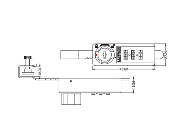 3 Number Sliding Glass Door Combination Lock