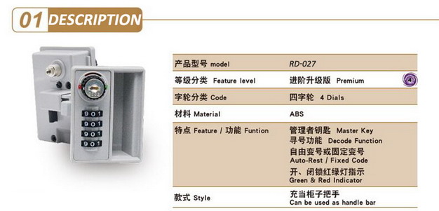 Key Safe 4 Digit Combination Door Lock with handle