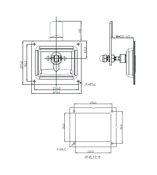 Stainless steel T bar car box gas cabinet lock