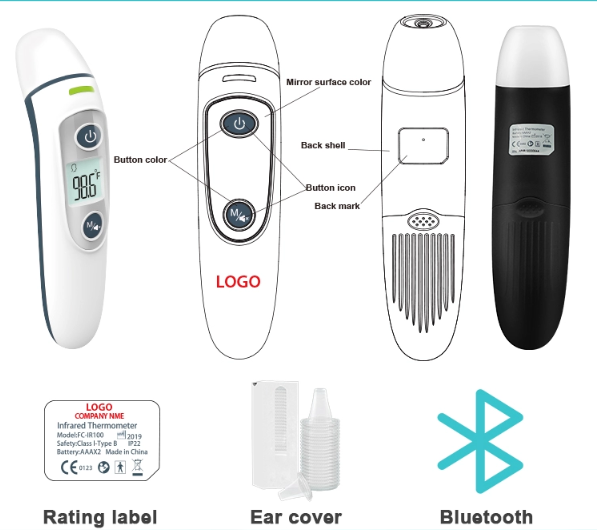 CE ISO FDA approved No touch Forehead And Ear Infrared Thermometer Baby Thermometer Digital Thermometer