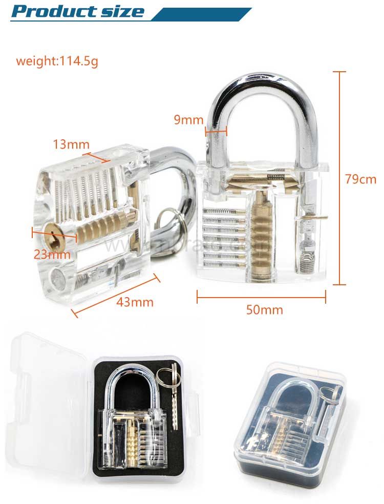 50MM Clear Transparent Cutaway Practice Tools for Locksmith Professional Training Skill Practice Lock