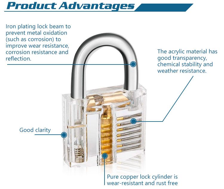 Home Repair Tool Set 3 PCS Locksmith Professional Practice Transparent Lock Repair Set