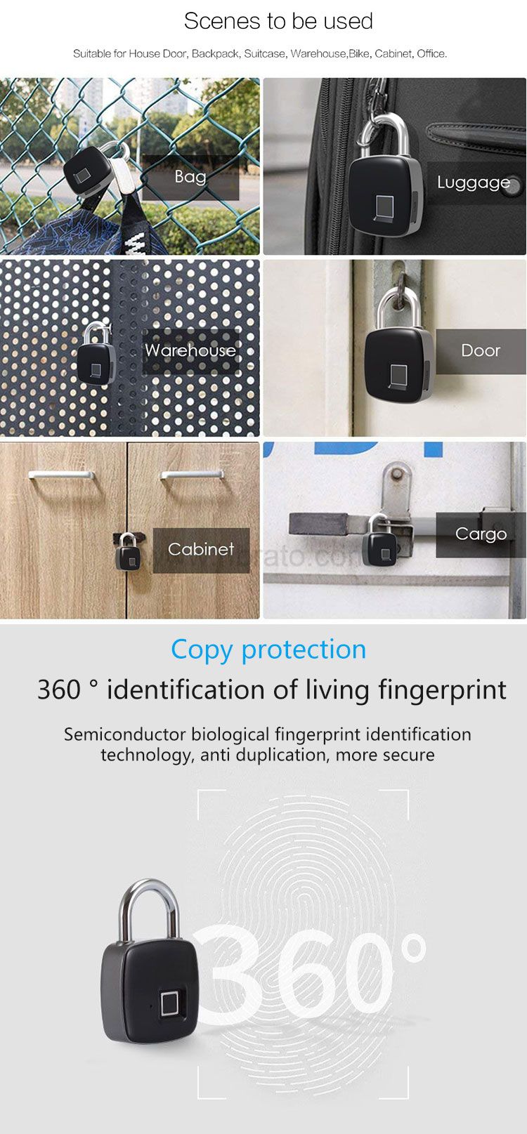 Theft Non-password Electrically Intelligent Fingerprint Padlock