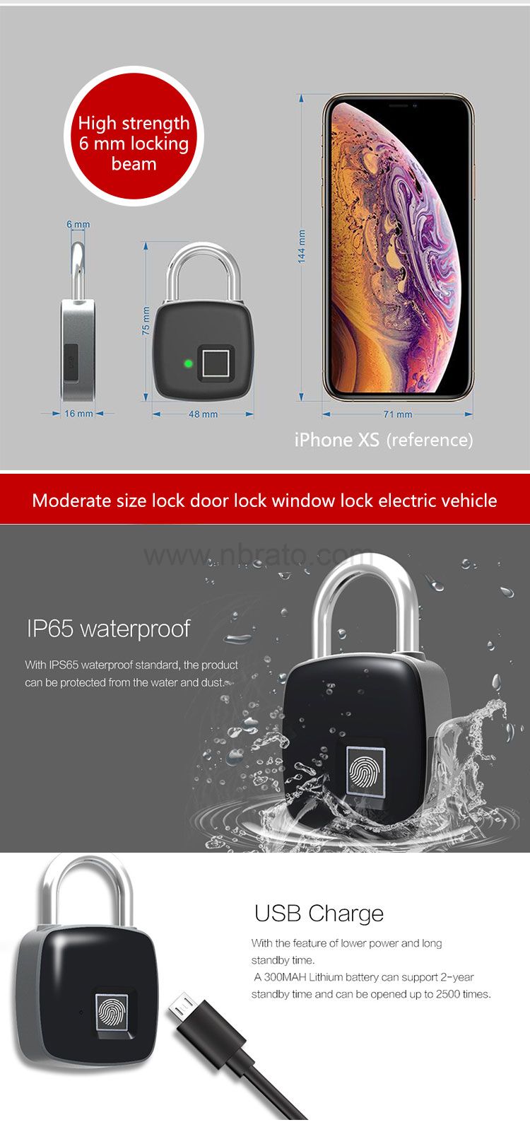 Theft Non-password Electrically Intelligent Fingerprint Padlock