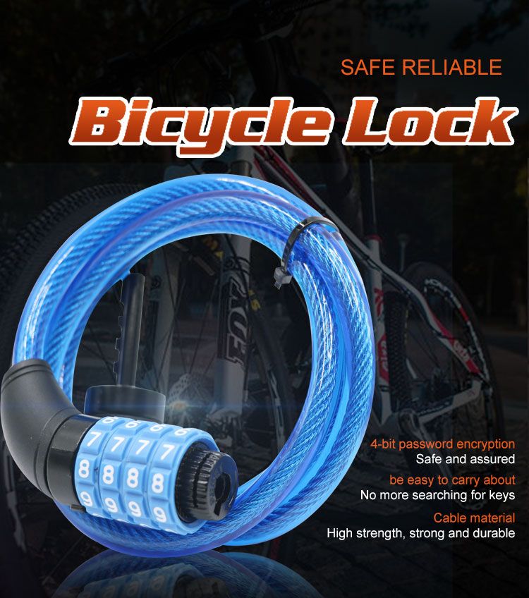 Foldable Anti Theft 10mm 4 Digit Combination Bicycle Chain Cable Lock