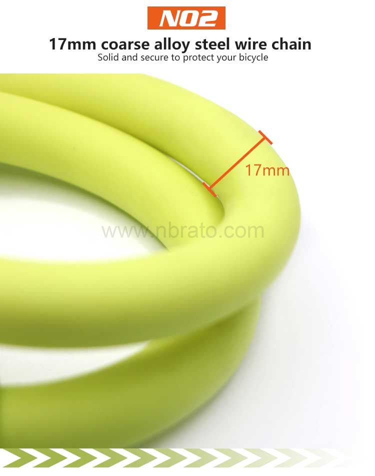 17mm Diameter Basic Self Coiling 4 Digit Resettable Combination Cable Security Bike Lock