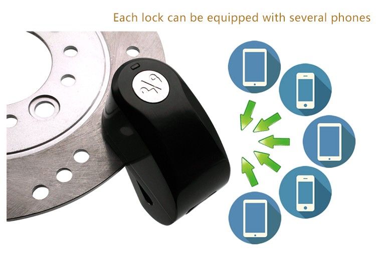 Anti- theft 115db alarm APP bluetooth zinc alloy Motorbike Disc Sensor Alarm Lock