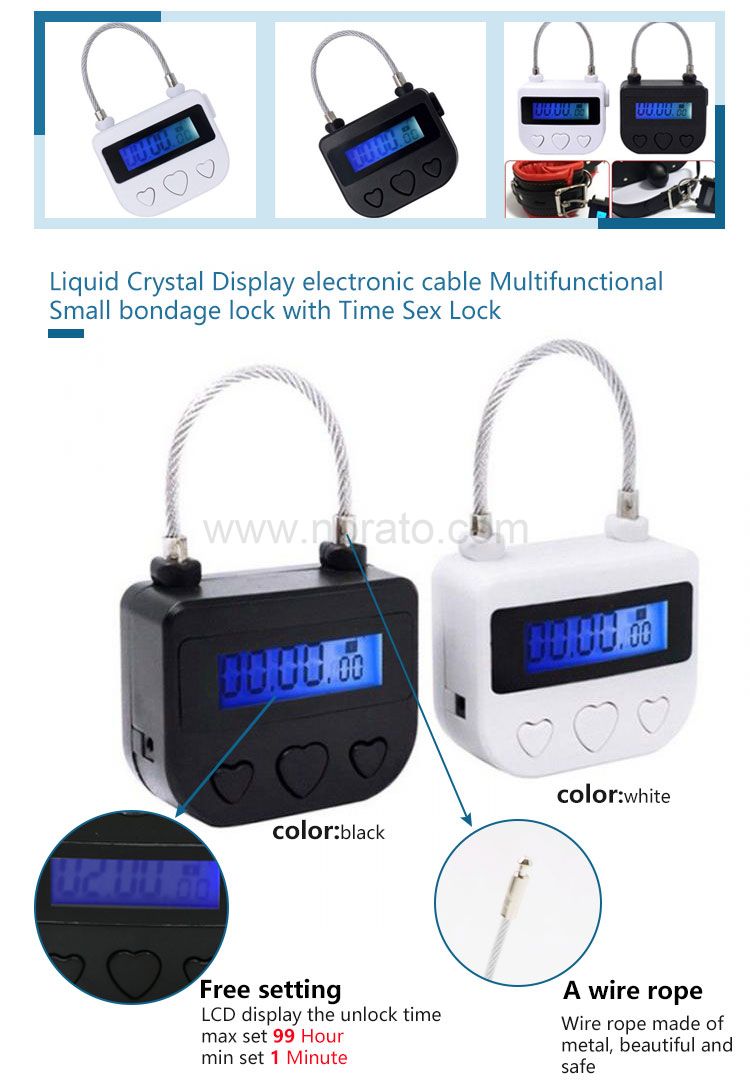 Liquid Crystal Display electronic cable Multifunctional Small bondage lock with Time Sex Lock