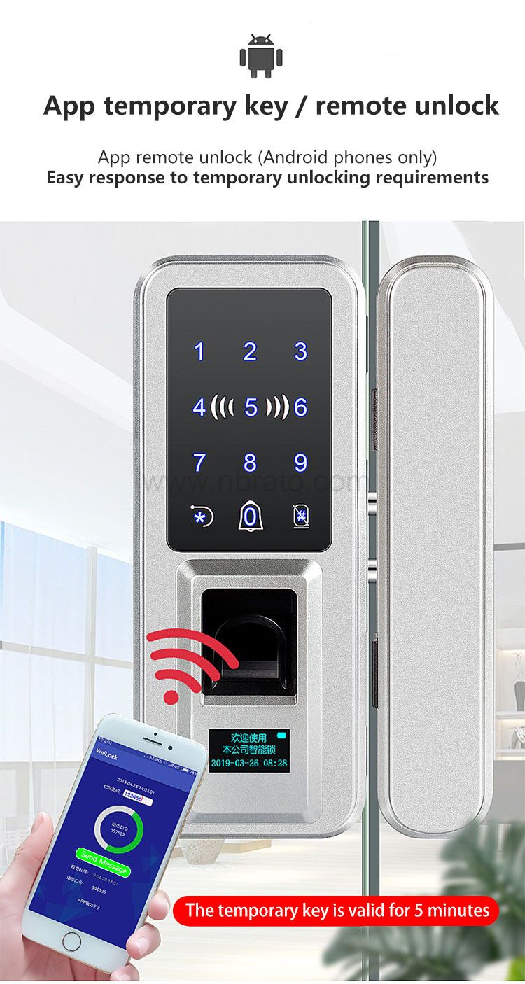 Hot sale Smart Fingerprint Digital Door Lock For Glass Door With App Password Remote Control Unlock Hot sale Smart Fingerprint Digital Door Lock For Glass Door With App Password Remote Control Unlock