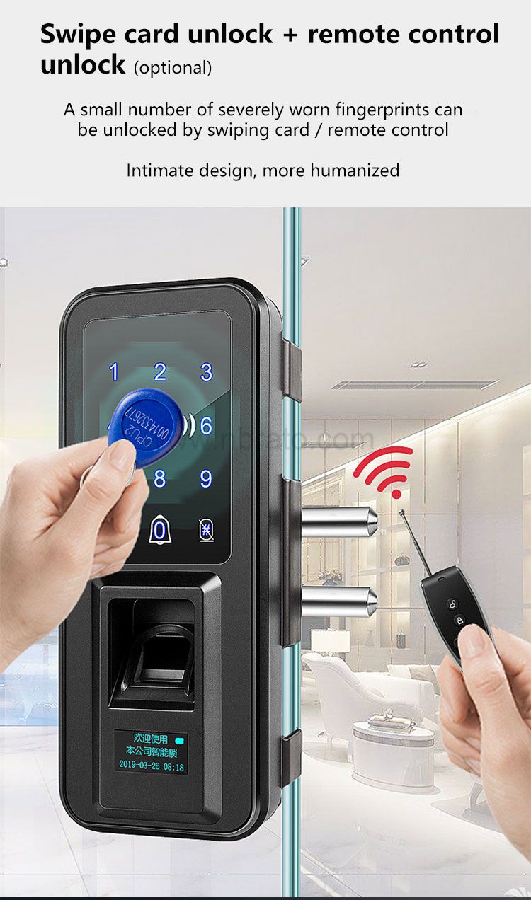 Hot sale Smart Fingerprint Digital Door Lock For Glass Door With App Password Remote Control Unlock Hot sale Smart Fingerprint Digital Door Lock For Glass Door With App Password Remote Control Unlock