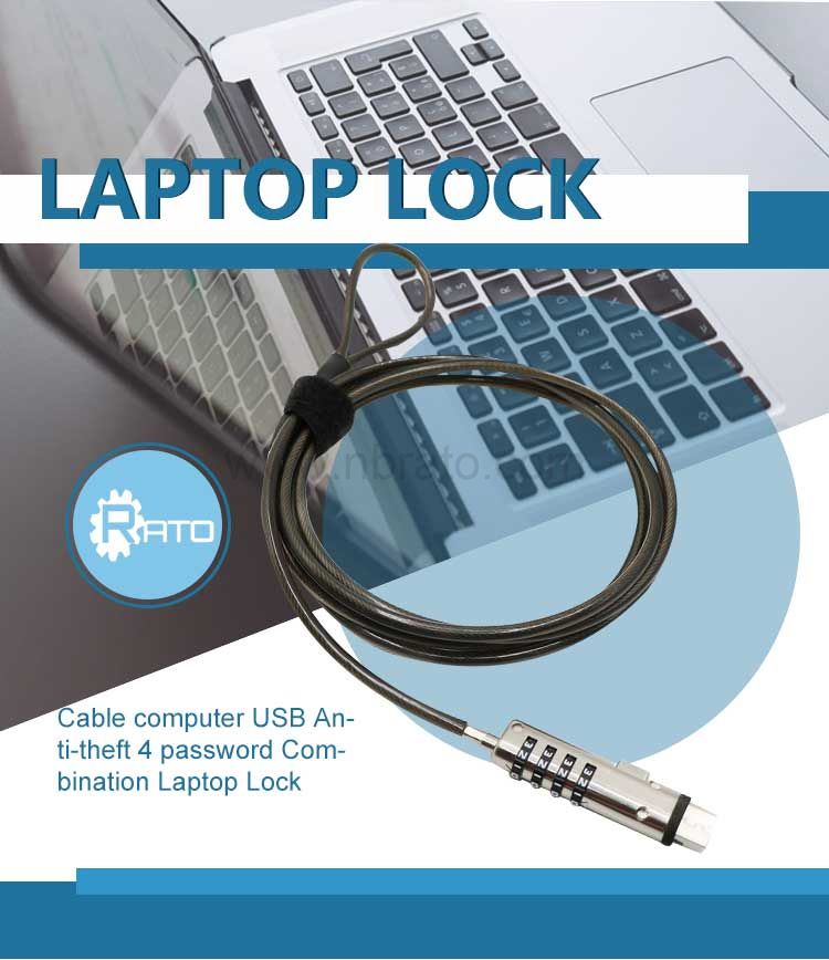 Cable computer USB Anti-theft 4 password Combination Laptop Lock