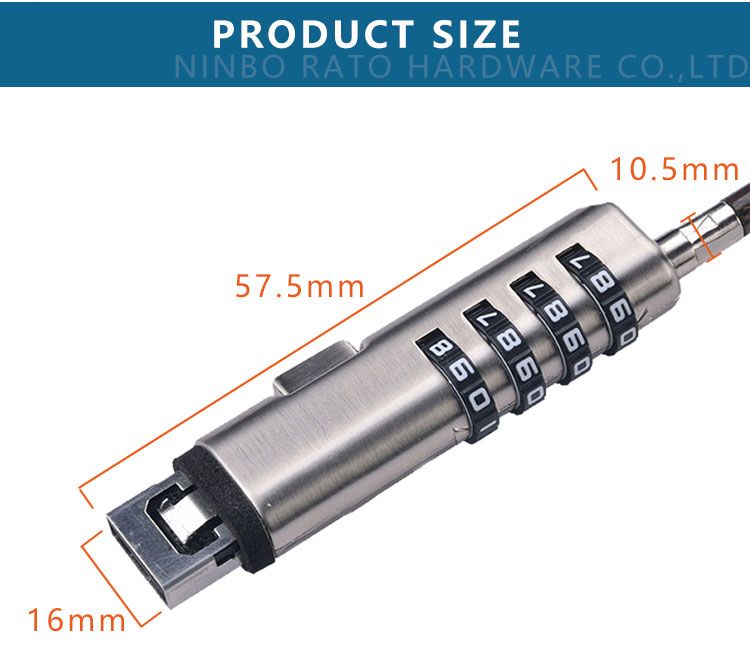 Cable computer USB Anti-theft 4 password Combination Laptop Lock