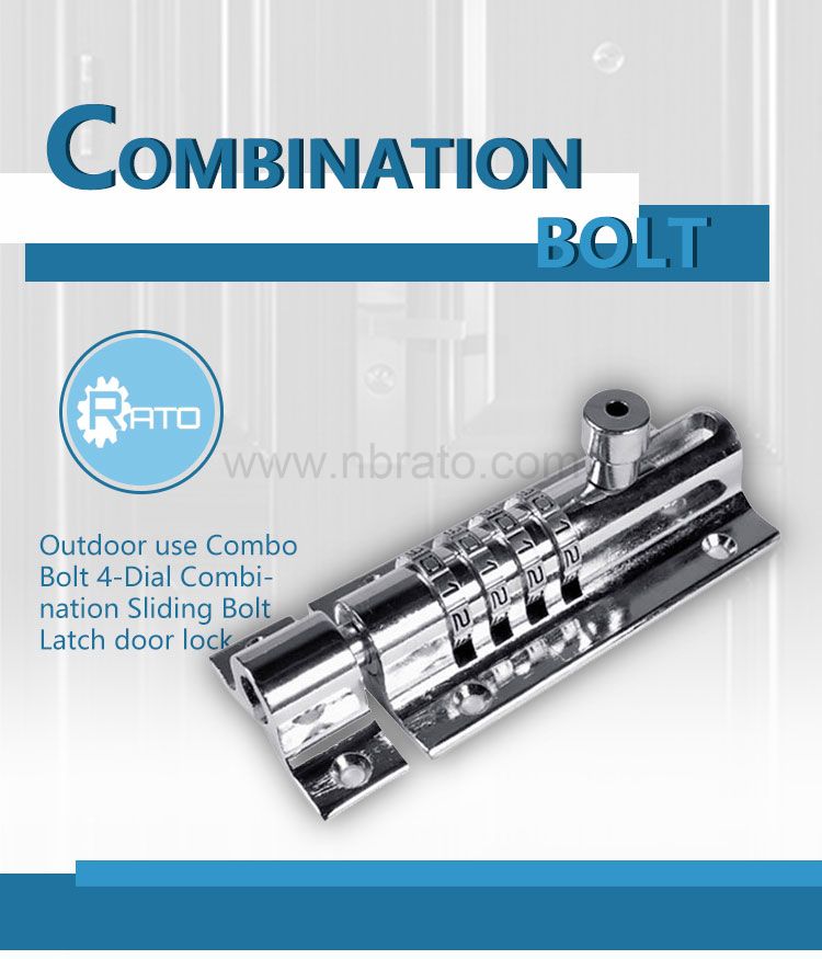 Outdoor use Combo Bolt 4-Dials Combination Sliding Bolt Latch door lock