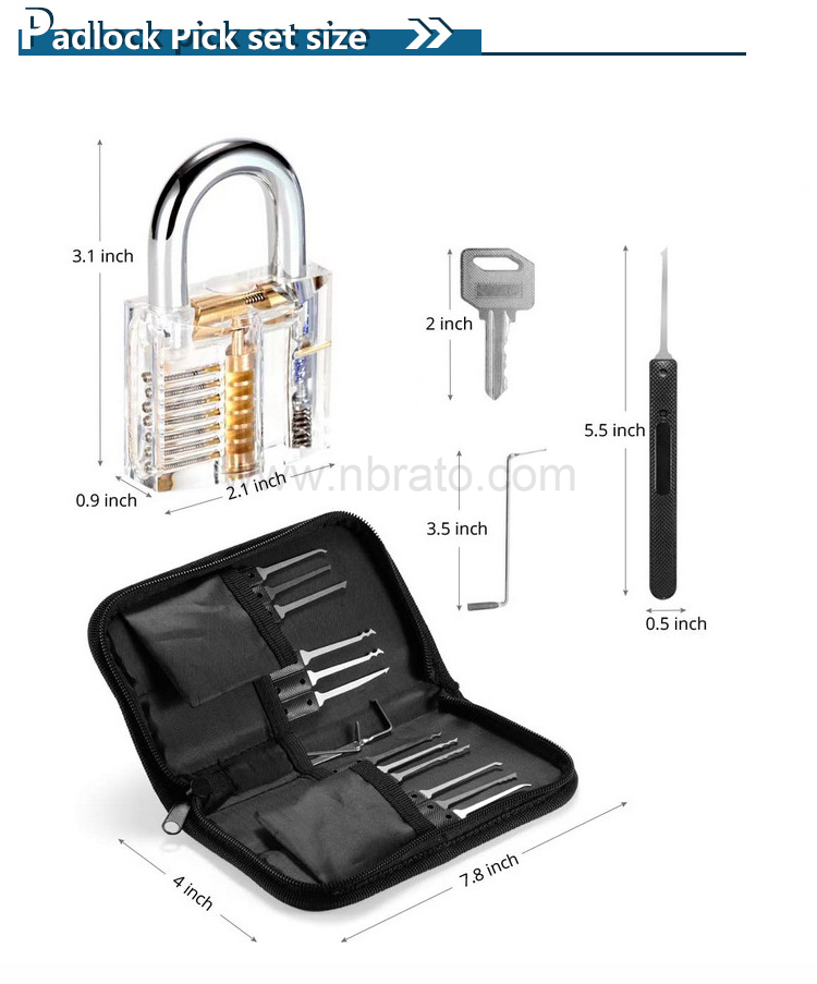 17 pieces pock picking tools with 1 cear practice and training locks for lock picking locksmith tool