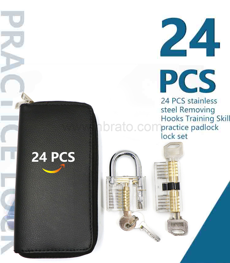 24-Pieces Lock Set Multi-Function Tool with 2 Locks lock pick set with practice locksmith tools