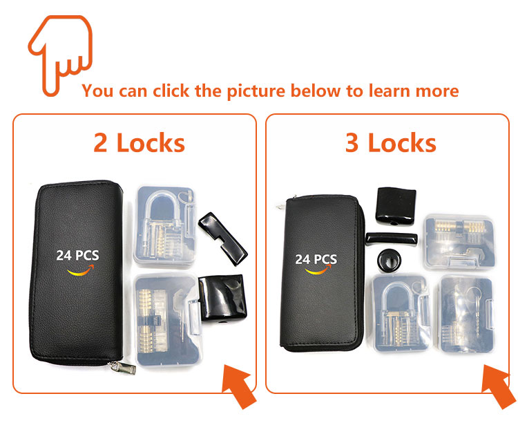 24-Pieces Lock Set Multi-Function Tool with 2 Locks lock pick set with practice locksmith tools