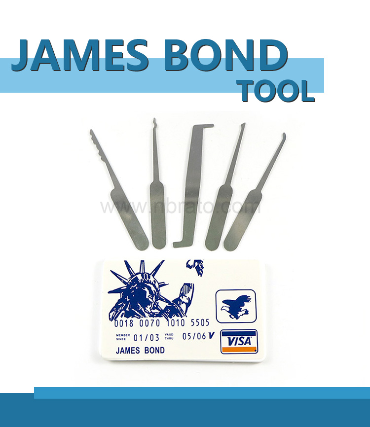 LOCKSMITH Tools VISA James Bond Credit Card Pick set 5 pcs Multi Hook lock pick tools