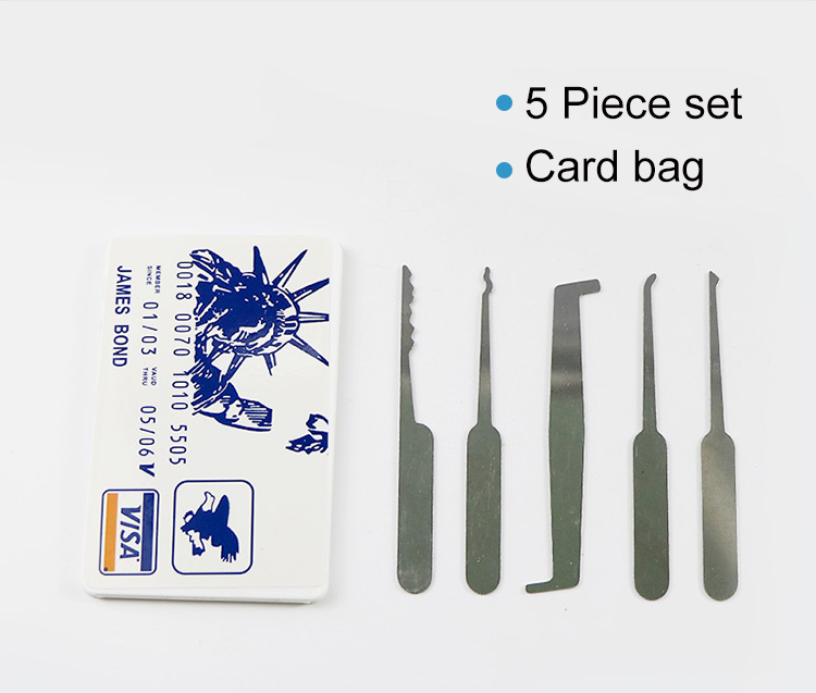 LOCKSMITH Tools VISA James Bond Credit Card Pick set 5 pcs Multi Hook lock pick tools