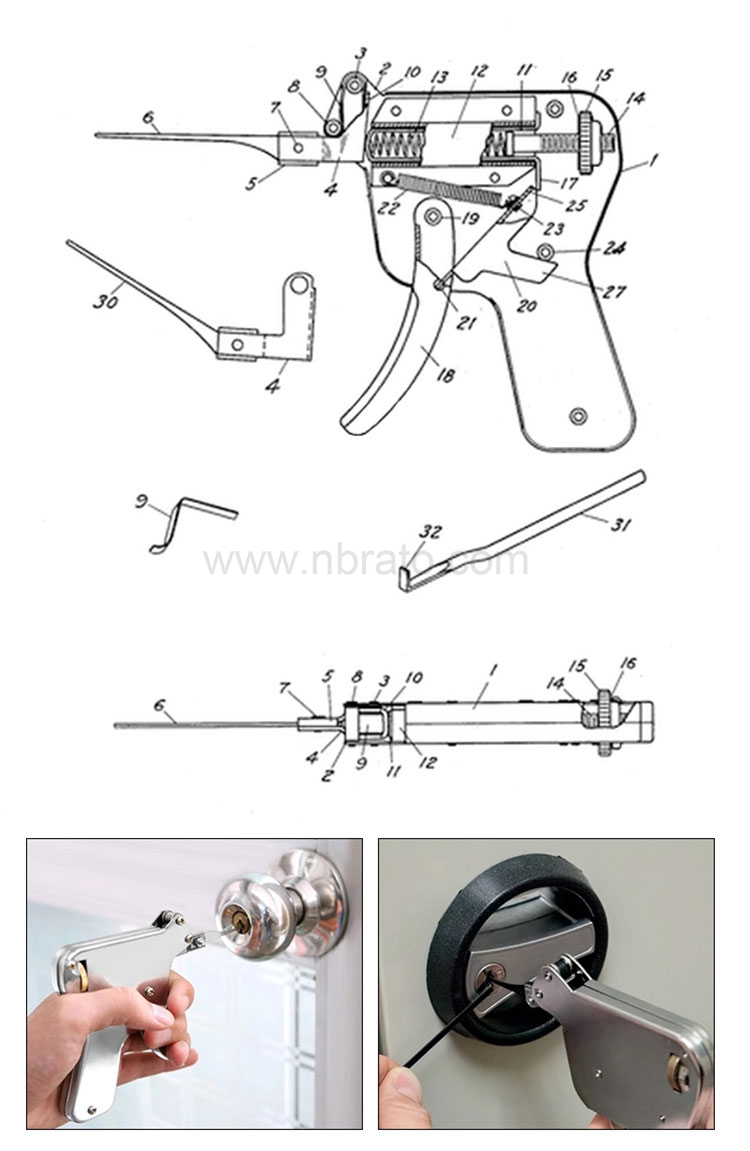 Stainless Steel Door Opener Locksmith tool Strong Manual Lock Pick Gun Padlock Repair Tools Kit