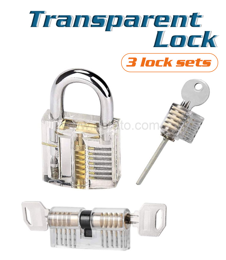 Home Repair Tool Set 3 PCS Locksmith Professional Practice Transparent Lock Repair Set