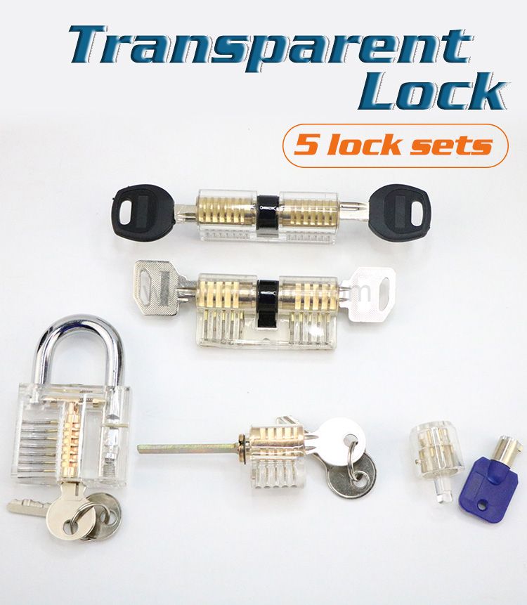 Transparent Lock Picking Set Professional Practice Cutaway Clear Locks Combination for Locksmith Learn Skill
