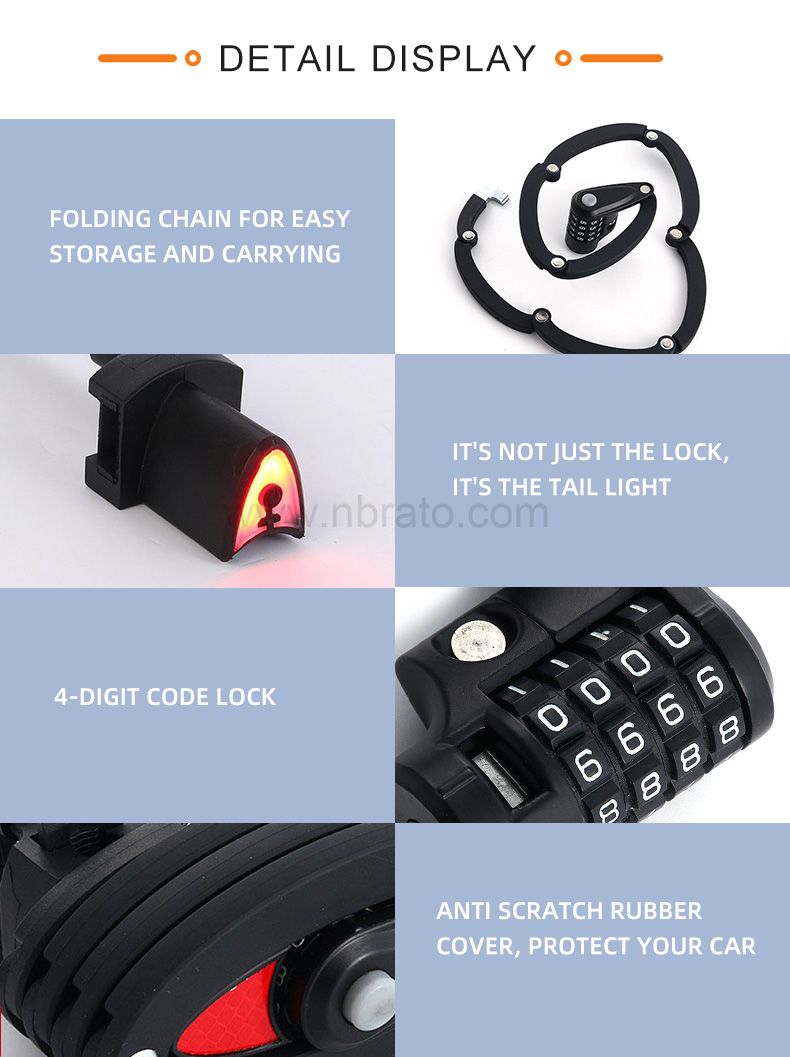 High Quality Foldable Scooter Bike Lock 4 digit combination Strong Security Anti-theft Bicycle Lock