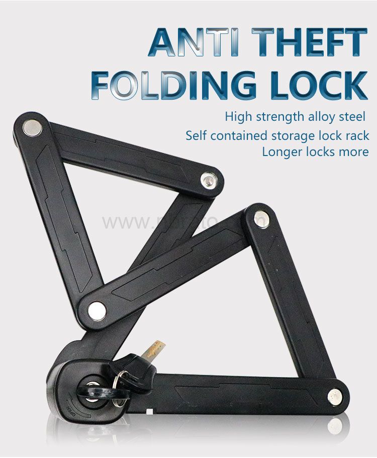 Classic Black with Steel Bars Heavy Duty Foldable Bicycle Chain Lock Foldylock Bike Lock