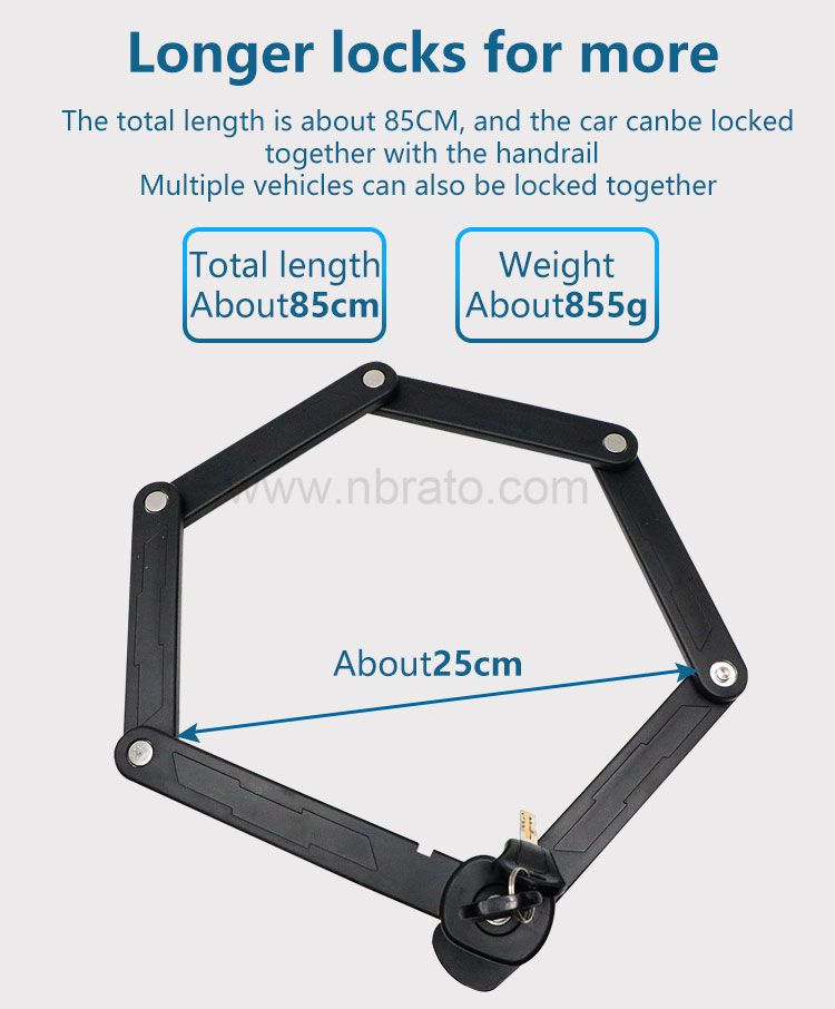 Classic Black with Steel Bars Heavy Duty Foldable Bicycle Chain Lock Foldylock Bike Lock