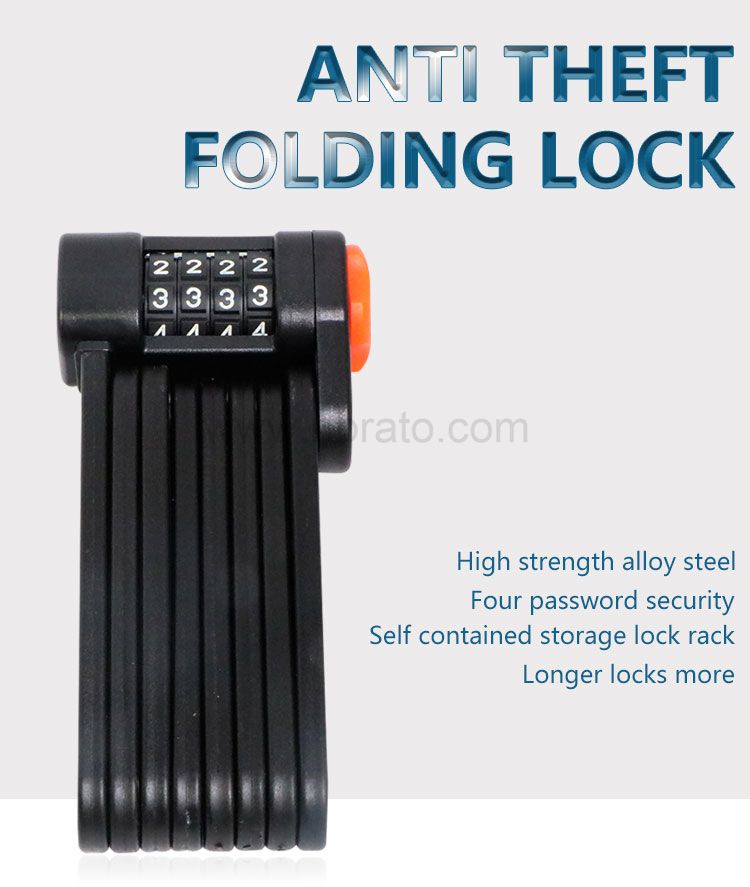High Security Heavy Duty 4- Digit Code Bicycle Security Lock Folding Keyless Bike Lock