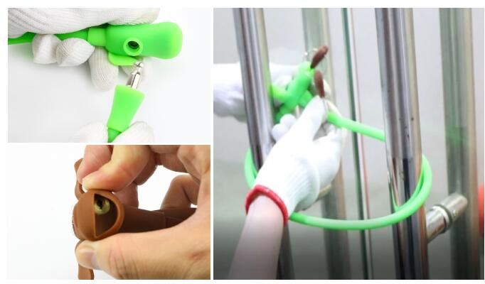 Cute animal shape Environmental protection silicone tape two keys Anti theft ring bicycle lock