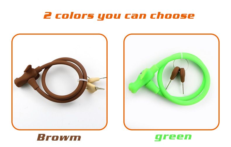 Cute animal shape Environmental protection silicone tape two keys Anti theft ring bicycle lock