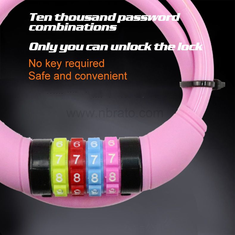Color 4-digit password extensible combination anti-theft and wear-resistant steel cable lock
